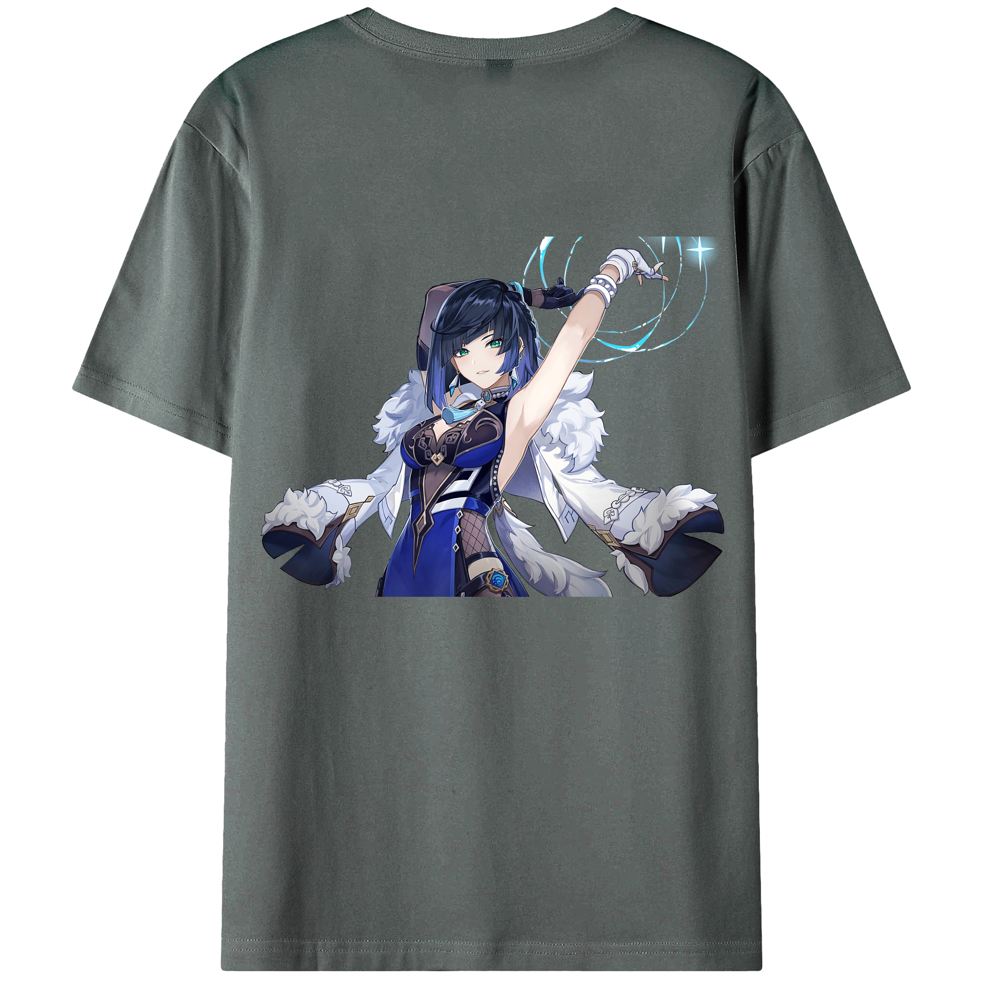 げんし神 夜兰 やらん genshin Yaran 綿100％ メンズ半袖Tシャツ（バックプリント） 通気性
